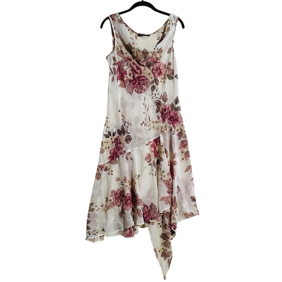 Vintage Dresses & Skirts - Vintage 90s Cowl Neck Dress Asymmetric Beaded Sequin Feminine Romantic